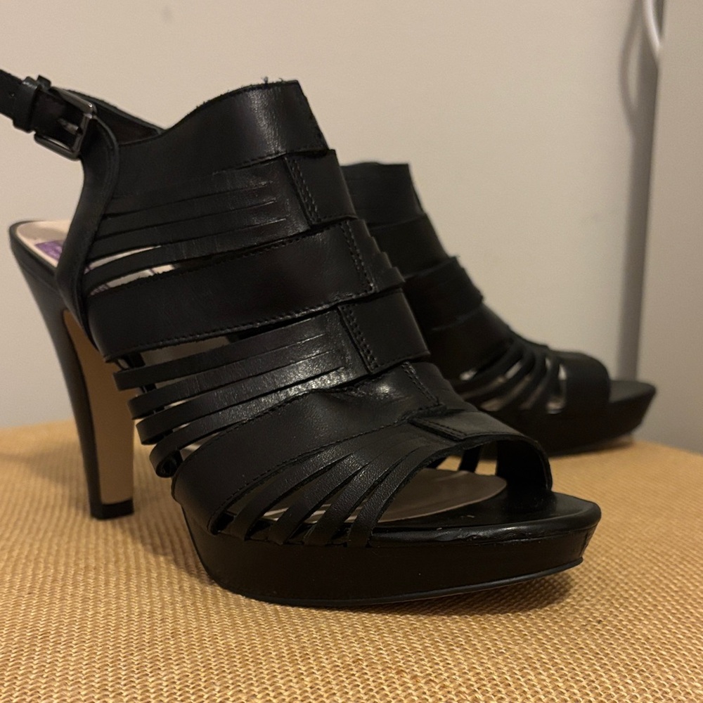 Franco Sarto Black Strappy Heels